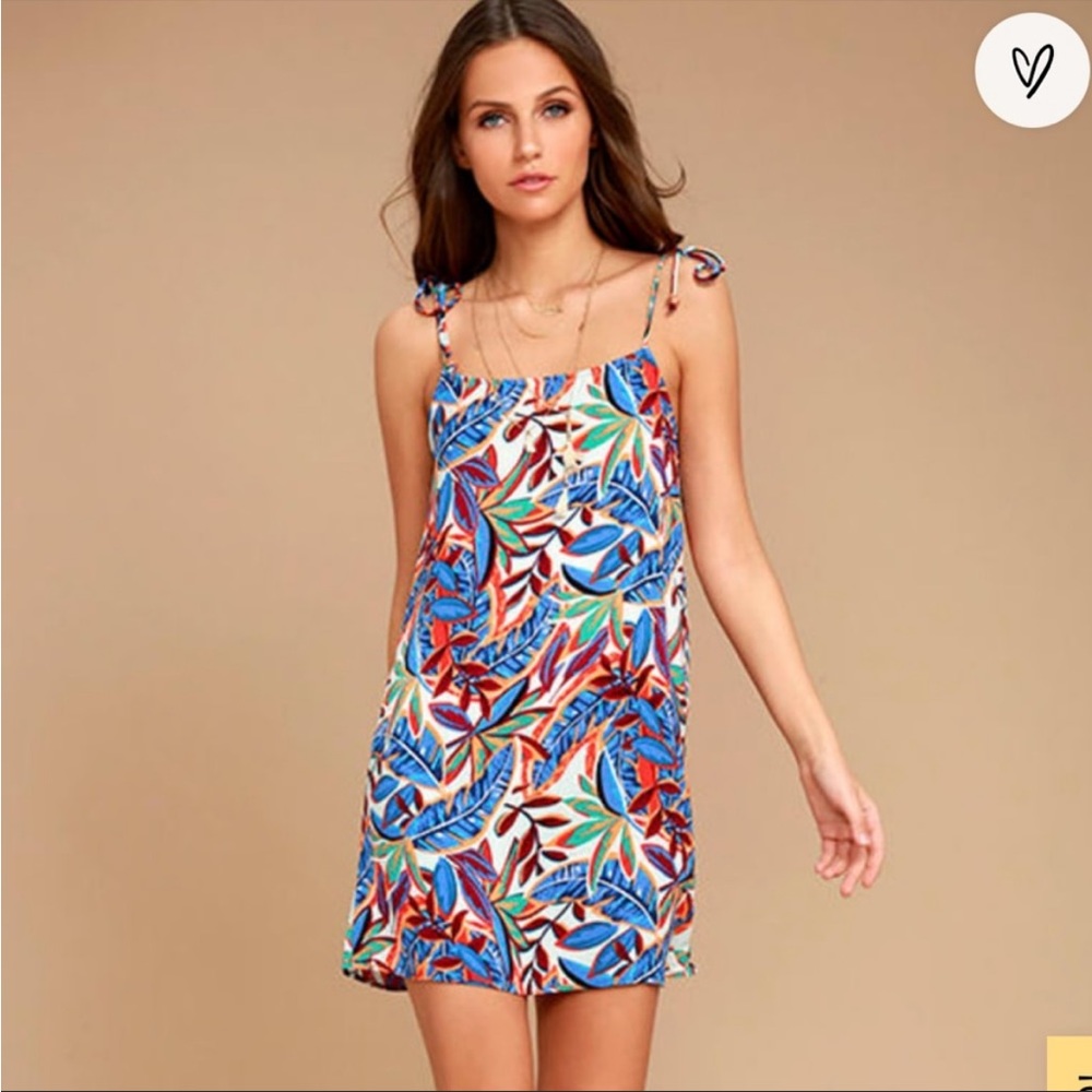 LULU’S Hawaii Hangout Light Blue Print Shift Dress XL